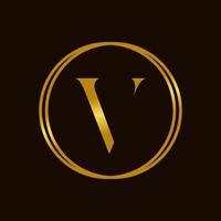 elegante inicial v dourado círculo logotipo vetor