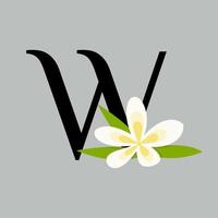 inicial W beleza flor logotipo vetor