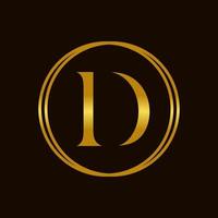 elegante inicial d dourado círculo logotipo vetor