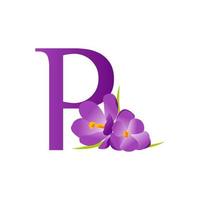 inicial p flor logotipo vetor