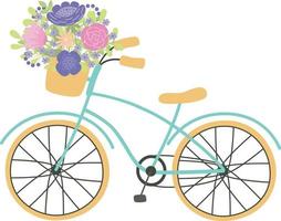bicicleta com uma cesta cheio do flores vetor