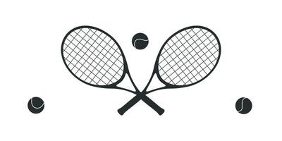 ilustração vetorial plana em estilo infantil. raquetes e bolas de tênis desenhadas à mão. vetor