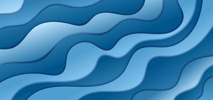 abstrato azul gradiente ondas forma camada papel corte estilo vetor
