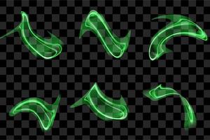 conjunto do verde néon básico elementos redemoinho e ondulado abstrato formas vetor