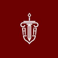 ar inicial logotipo monograma Projeto para legal advogado vetor imagem com espada e escudo
