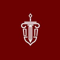 em inicial logotipo monograma Projeto para legal advogado vetor imagem com espada e escudo