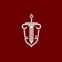 lj inicial logotipo monograma Projeto para legal advogado vetor imagem com espada e escudo