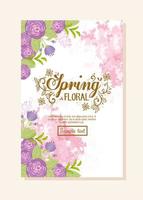 cartão floral com flores para convite de casamento vetor