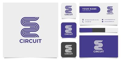 logotipo do circuito de corrida de pista com modelo de cartão de visita