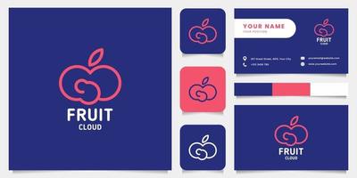 logotipo da nuvem de frutas simples e minimalista com modelo de cartão de visita vetor