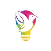 pássaro luz lâmpada logotipo Projeto. criativo idéia conceito Projeto. vetor