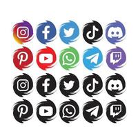 social meios de comunicação ícones botão livre vetor