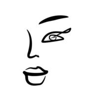 Maquiagem logotipo. face silhueta menina ícone. beleza salão emblema. lábios, olhos, nariz. vetor