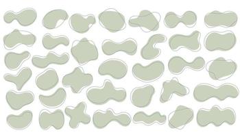 conjunto de formas orgânicas verdes. manchas irregulares abstratas em design moderno minimalista com círculos de contorno. formulários para molduras de histórias de pôsteres. vetor