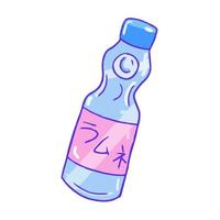 mão desenhado estético fofa Ramune garrafa, japonês azul refrigerante água vetor