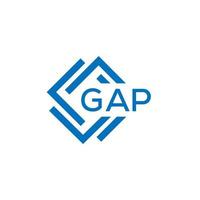 Gap = Vão carta logotipo Projeto em branco fundo. Gap = Vão criativo círculo carta logotipo conceito. Gap = Vão carta Projeto. vetor