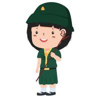vetor ilustração do menina escoteiro tailandês