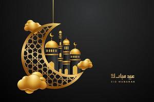 eid mubarok cumprimento cartão fundo com islâmico enfeite vetor ilustração