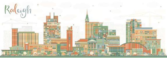 Raleigh norte carolina cidade Horizonte com cor edifícios. vetor ilustração. Raleigh paisagem urbana com pontos de referência.