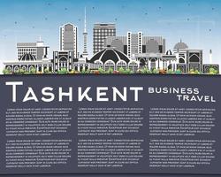 Tashkent uzbequistão cidade Horizonte com cor edifícios, azul céu e cópia de espaço. vetor ilustração. Tashkent paisagem urbana com pontos de referência.