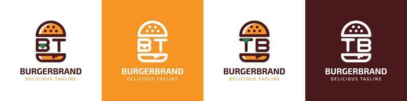 carta bt e tb hamburguer logotipo, adequado para qualquer o negócio relacionado para hamburguer com bt ou tb iniciais. vetor
