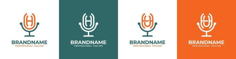 carta hu ou Uh podcast logotipo, adequado para qualquer o negócio relacionado para microfone com hu ou Uh iniciais. vetor
