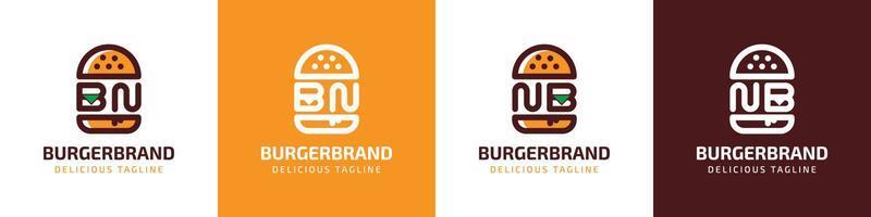 carta bn e nb hamburguer logotipo, adequado para qualquer o negócio relacionado para hamburguer com bn ou nb iniciais. vetor