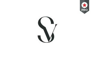 letras do alfabeto iniciais monograma logotipo sv, vs, s e v vetor
