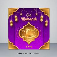 eid Mubarak e eid ul fitr celebração social meios de comunicação postar modelo. vetor