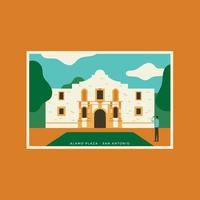 Vetor de cartão postal Alamo Plaza San Antonio