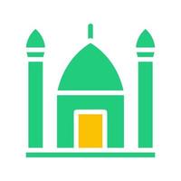 mesquita ícone sólido verde amarelo estilo Ramadã ilustração vetor elemento e símbolo perfeito.