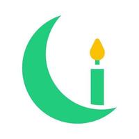 vela ícone sólido verde amarelo estilo Ramadã ilustração vetor elemento e símbolo perfeito.
