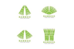 design de logotipo de bambu, vetor de árvore verde, comida de panda, ilustração de modelo de marca de produto