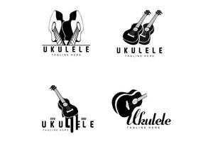 design de logotipo de música ukulele minimalista, vetor de guitarra ukulele. design de logotipo de ukelele