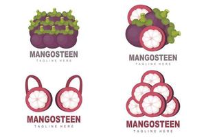 design de logotipo de mangostão, vetor de frutas frescas para a saúde da pele, ilustração de marca de loja de frutas e medicina natural da pele