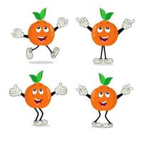 laranja. fofa fruta vetor personagem conjunto isolado em branco. feliz laranja personagem dentro desenho animado estilo. alegre desenho animado laranja personagem