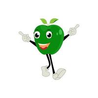 maçã desenho animado personagem ilustração do uma feliz maçã personagem. vermelho, amarelo, verde maçã engraçado personagem, conceito do saúde Cuidado para crianças vetor
