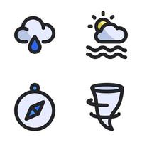 clima ícones definir. solta água, nublado, bússola, tornado. perfeito para local na rede Internet Móvel aplicativo, aplicativo ícones, apresentação, ilustração e qualquer de outros projetos vetor