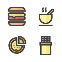 Comida beber ícones definir. hambúrguer, sopa, pizza, chocolate. perfeito para local na rede Internet Móvel aplicativo, aplicativo ícones, apresentação, ilustração e qualquer de outros projetos vetor