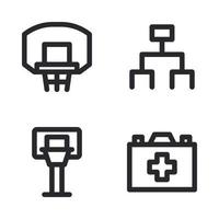 basquetebol ícones definir. anel, estrutura, aros, médico caixa. perfeito para local na rede Internet Móvel aplicativo, aplicativo ícones, apresentação, ilustração e qualquer de outros projetos vetor