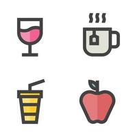 Comida beber ícones definir. coquetel, chá, refrigerante, maçã fruta. perfeito para local na rede Internet Móvel aplicativo, aplicativo ícones, apresentação, ilustração e qualquer de outros projetos vetor