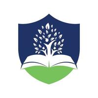 crescimento da árvore de educação no logotipo de vetor de ideia de livro. estudantes com design vetorial de boné de formatura.