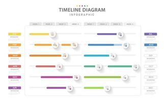 infográfico modelo para negócios. 12 meses moderno Linha do tempo diagrama roteiro com progresso calendário, apresentação vetor infográfico.