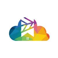 design de vetor em casa nuvem moderna. logotipo de vetor doméstico de armazenamento em nuvem.