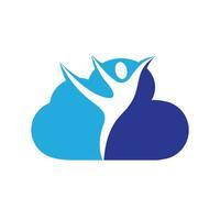 design de logotipo de centro de saúde e salão de beleza. logotipo de nuvem de fitness. caráter humano e logotipo da nuvem. vetor