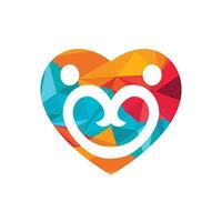 criativo casal e coração logotipo Projeto. coração juntos ícone. casal relações símbolo. vetor