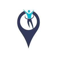 design de logotipo de ponteiro humano e mapa. símbolo ou ícone do localizador humano e gps. vetor