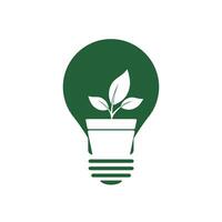 luz lâmpada e plantar dentro uma Panela conceito logotipo Projeto. vetor