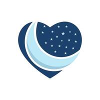 amor noite logotipo Projeto. metade lua, estrelas e coração vetor Projeto.