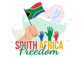 feliz sul África liberdade dia em 27 abril ilustração com onda bandeira para rede bandeira ou aterrissagem página dentro mão desenhado fundo modelos vetor